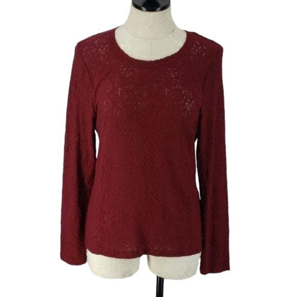Erin London Burgundy Lace Long Sleeve medium shirt